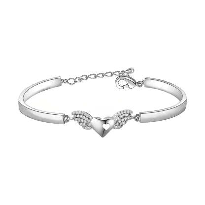 For Memorial - A Piece Of My Heart Lives In Heaven Heart Wings Bracelet