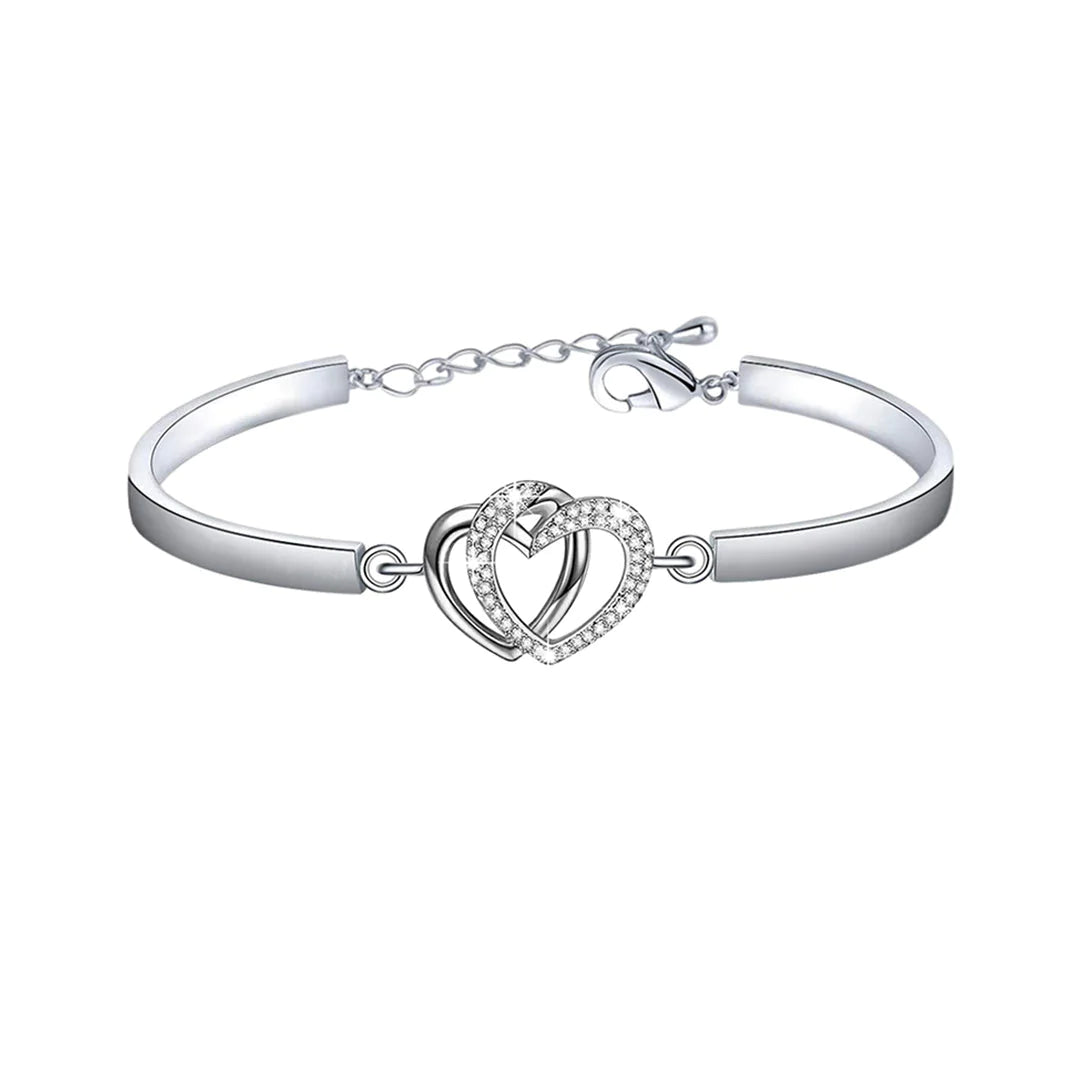 For Daughter - Always Keep Me In Your Heart For You Are Always In Mine Double Heart Bracelet-37bracelet
