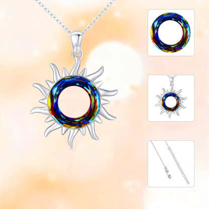 S925 Sun will Rise Crystal Circle Sun Necklace