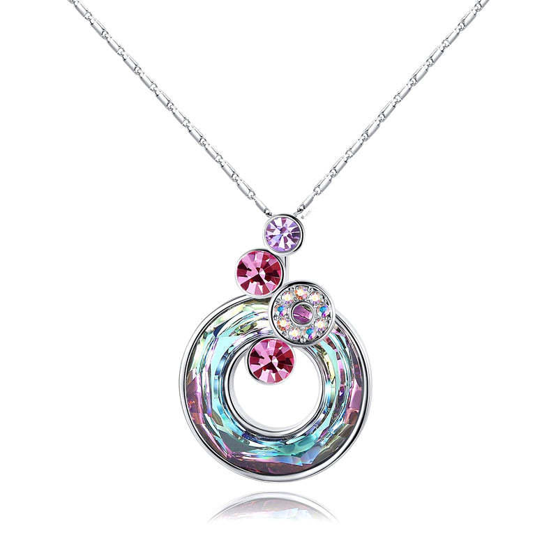 For Granddaughter - S925 Your Life is a Canvas Crystal Bubble Round Necklace