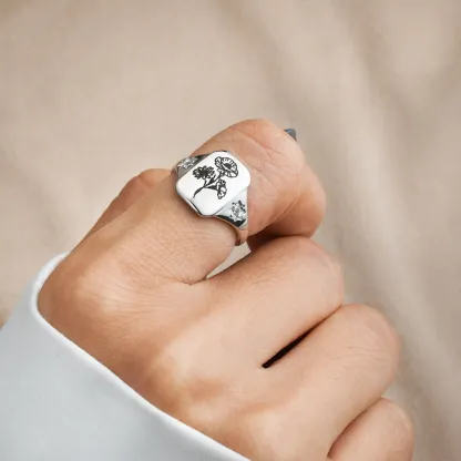 S925 Customized Diamond Birth Flower Ring