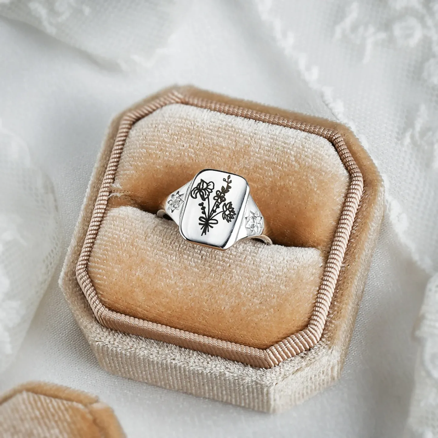 S925 Customized Diamond Birth Flower Ring