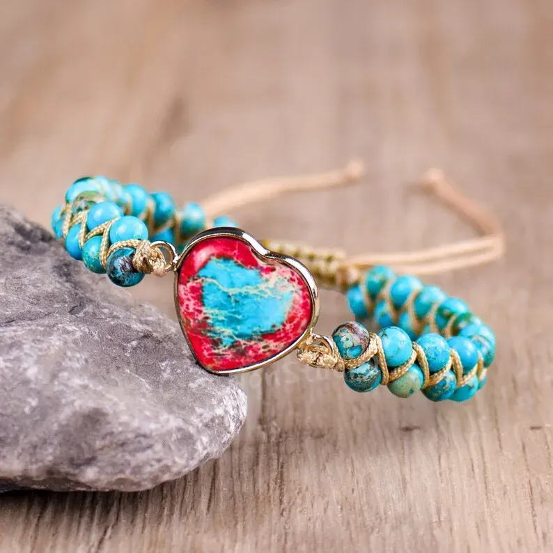For Granddaughter - Always Keep Me In Your Heart Jasper Heart Bracelet