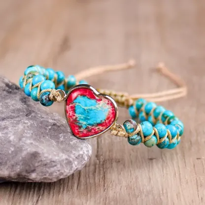 For Granddaughter - Always Keep Me In Your Heart Jasper Heart Bracelet