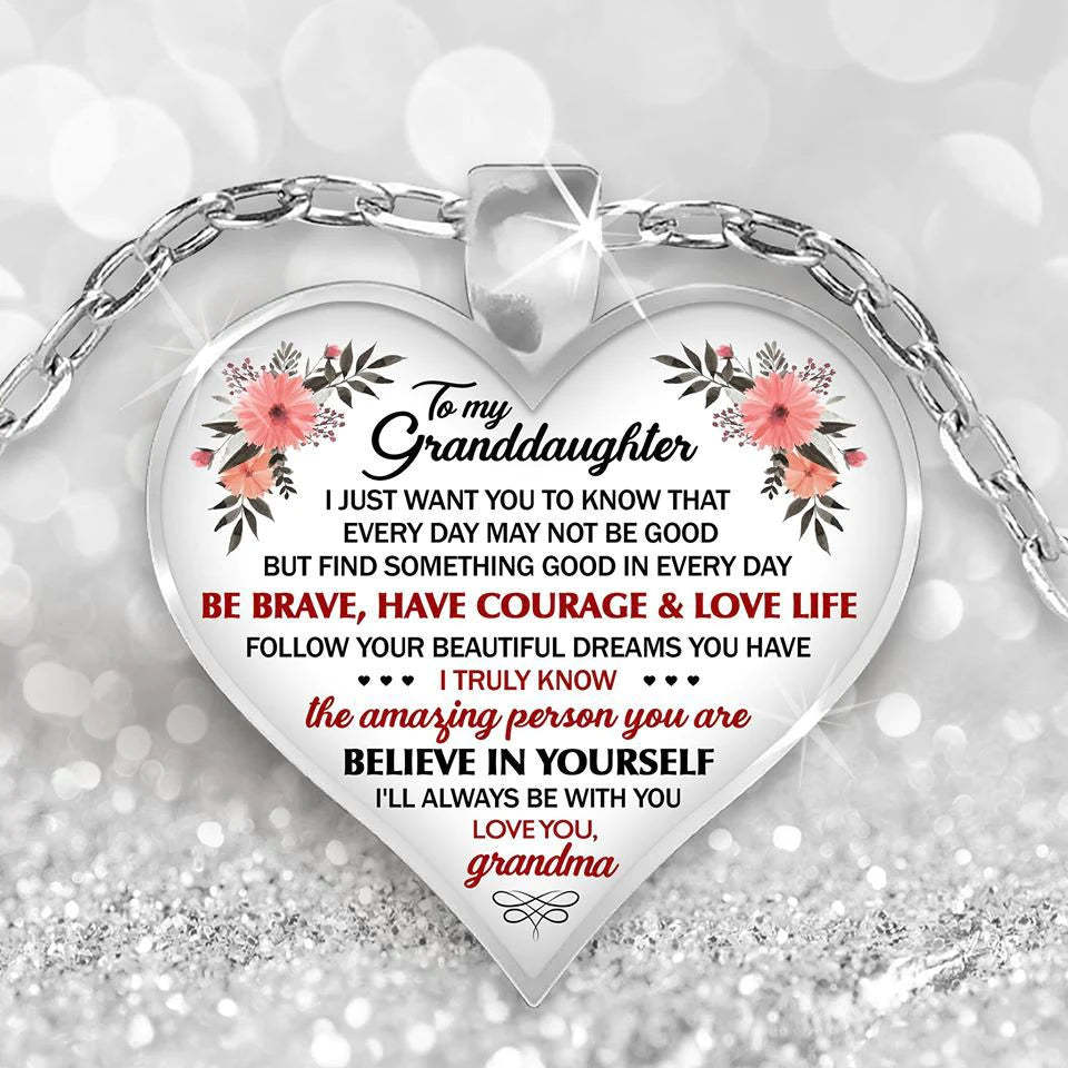 For Granddaughter - I'll Always Be With You Heart Necklace-37bracelet