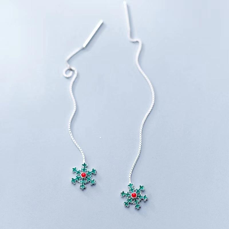 S925 Snowflake Ear Line Earrings