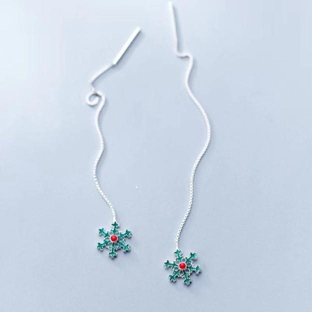 S925 Snowflake Ear Line Earrings