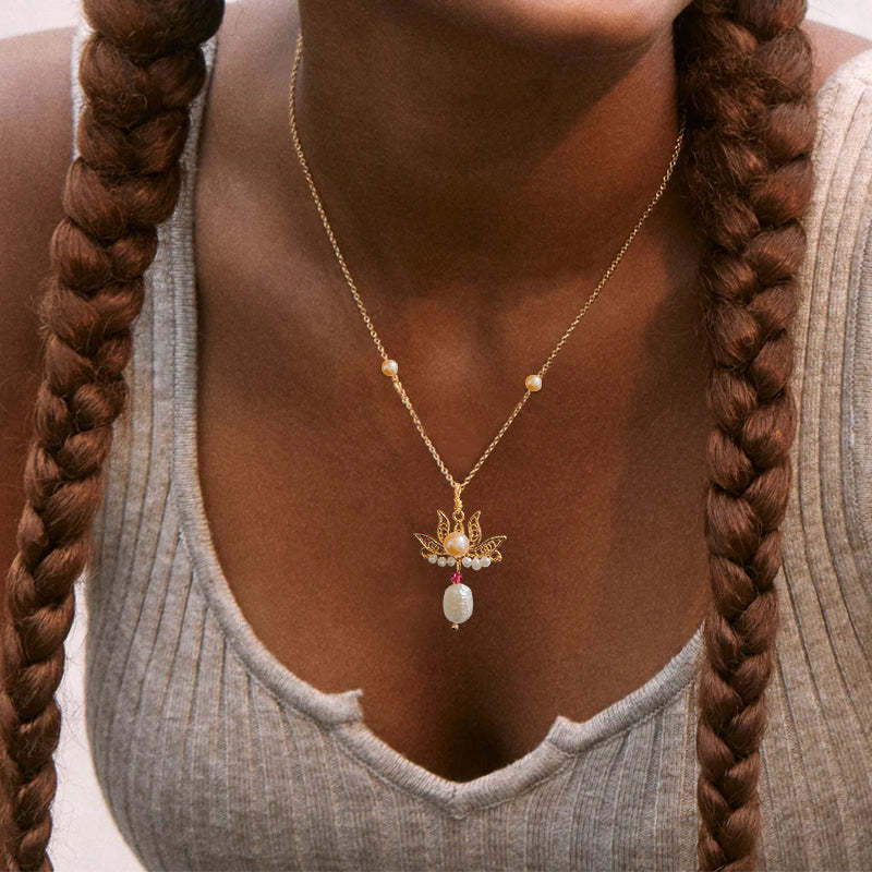 Enlightment & New Beginnings Lotus Pearl Necklace