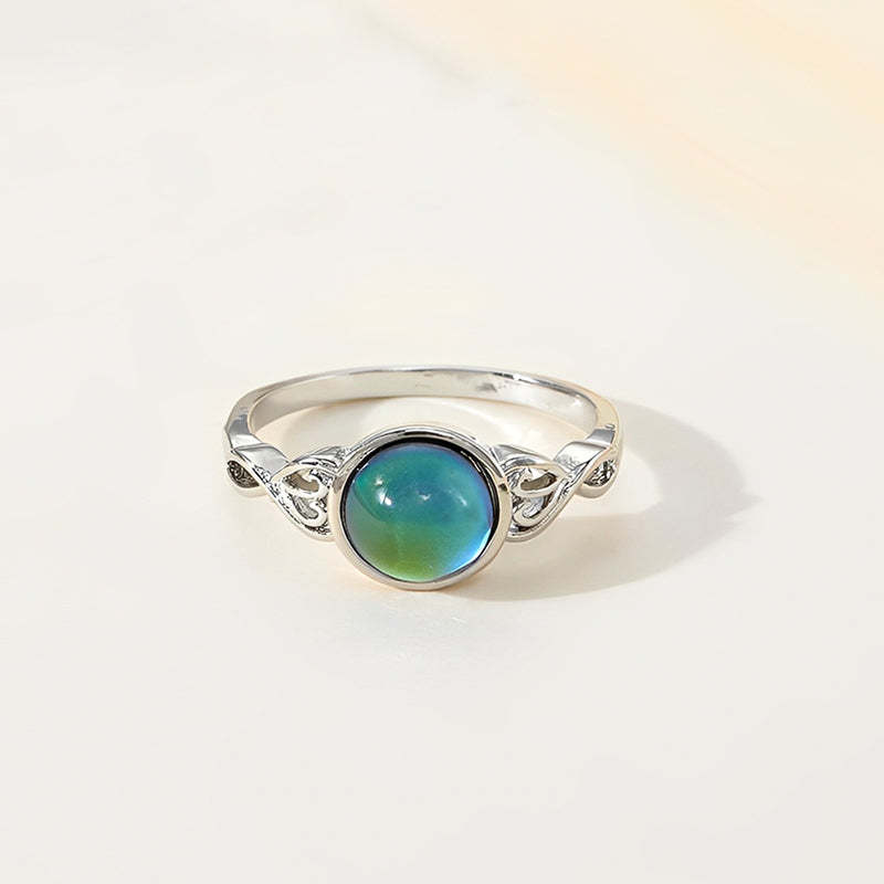 S925 Mood Ring Color Changing Circle Diamond Color Changing Ring
