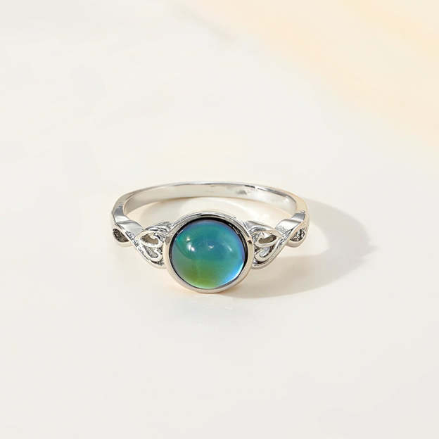 S925 Mood Ring Color Changing Circle Diamond Color Changing Ring