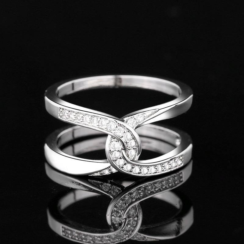 S925 No Matter How Busy We May be Our Hearts are Always Linked Together Cross Ring