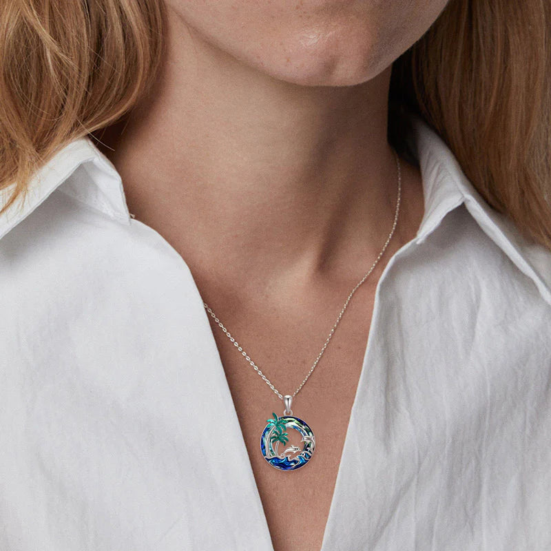 S925 Sometimes You Need to Slow Down and Breathe Palm Tree Crystal Necklace