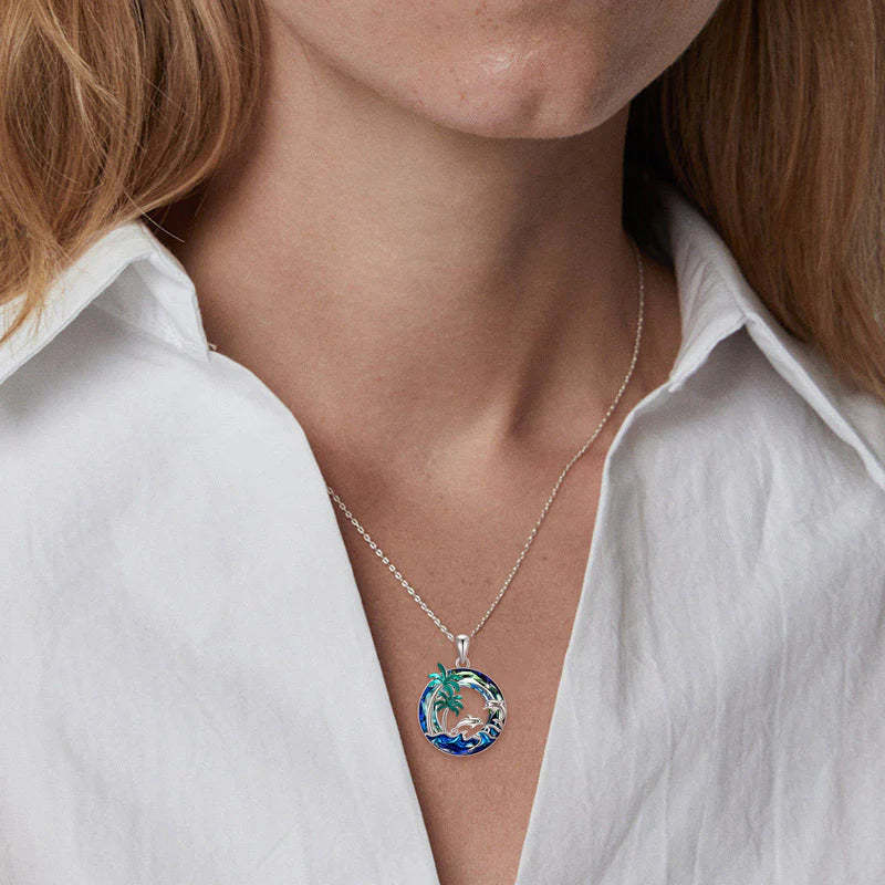 S925 Sometimes You Need to Slow Down and Breathe Palm Tree Crystal Necklace