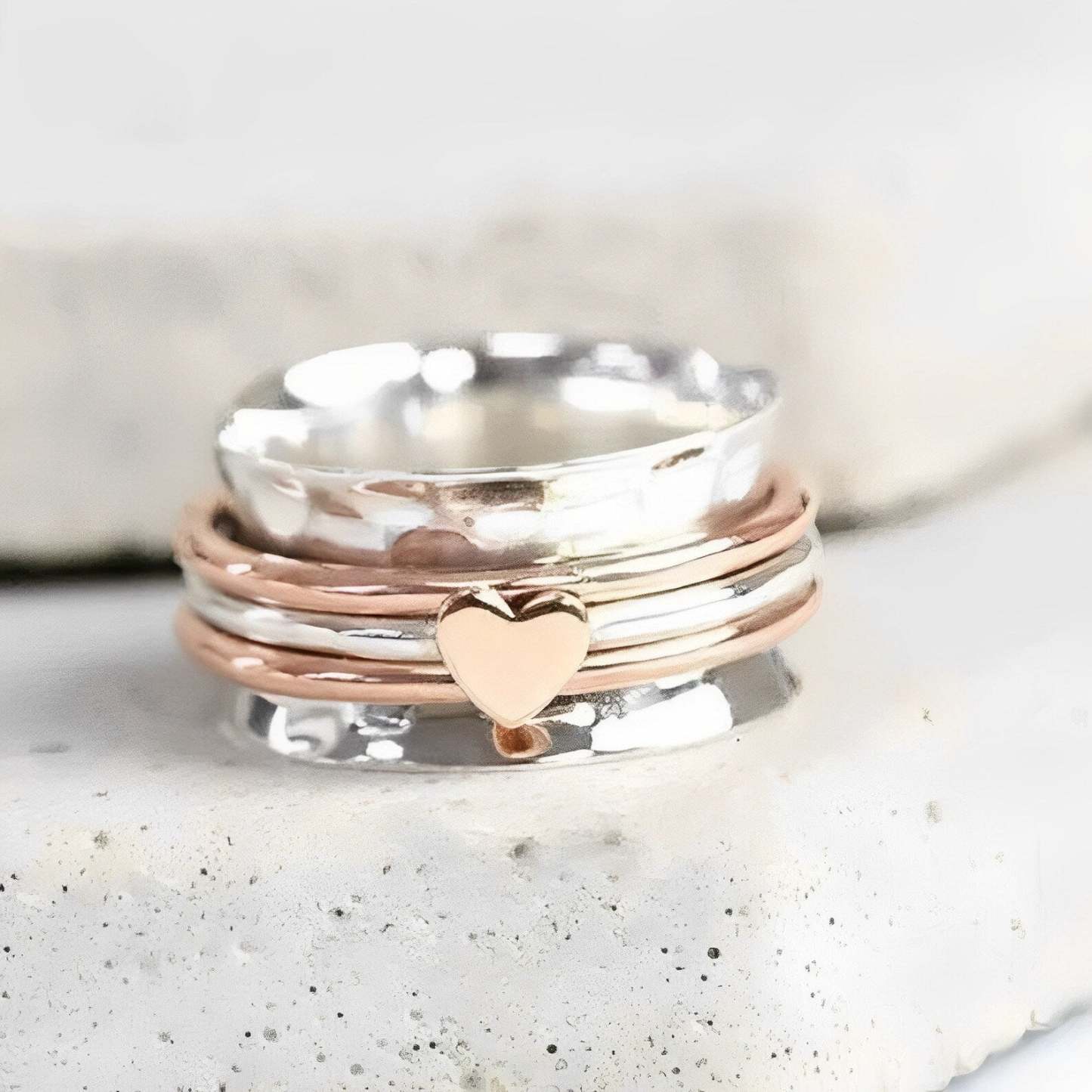 For Self - S925 Love Yourself Unconditionally Love Spinner Heart Ring