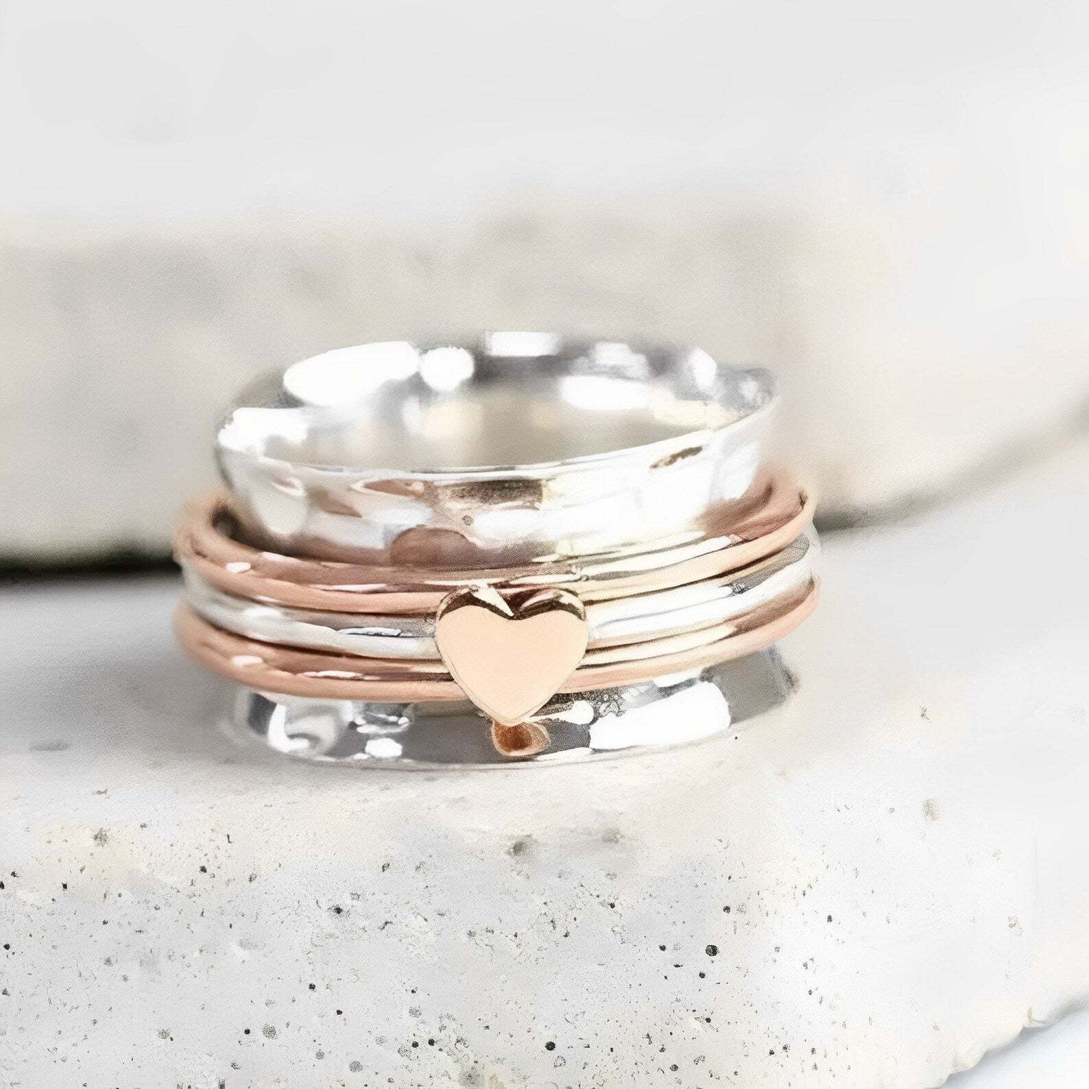 For Self - S925 Love Yourself Unconditionally Love Spinner Heart Ring