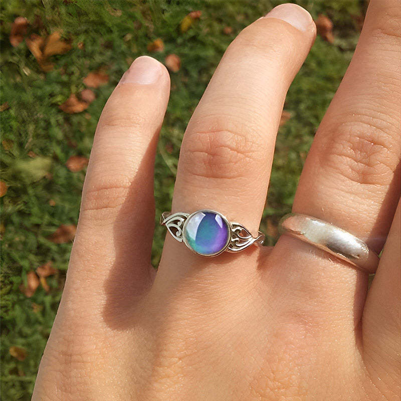 S925 Mood Ring Color Changing Circle Diamond Color Changing Ring