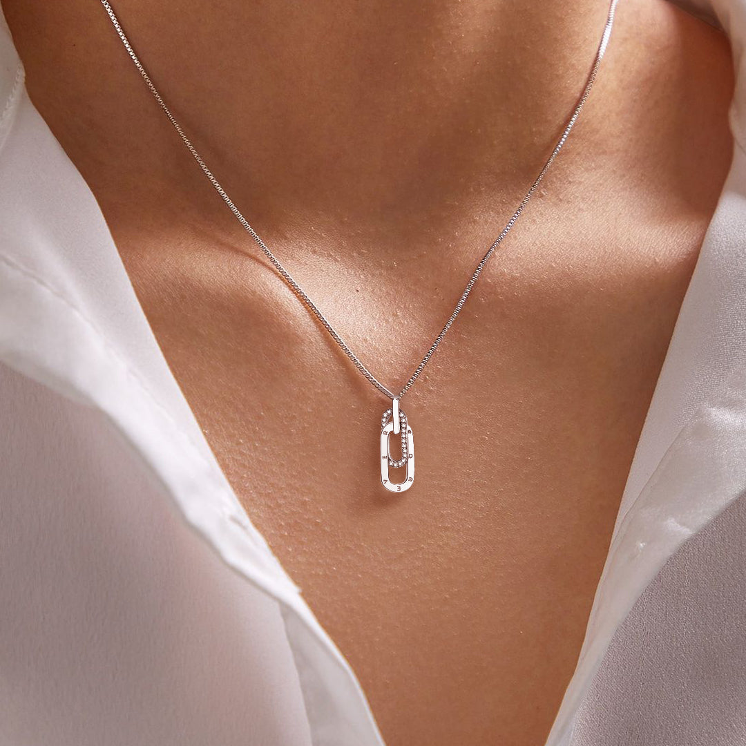 S925 Mother & Daughter Forever Linked Together Necklace - Silver