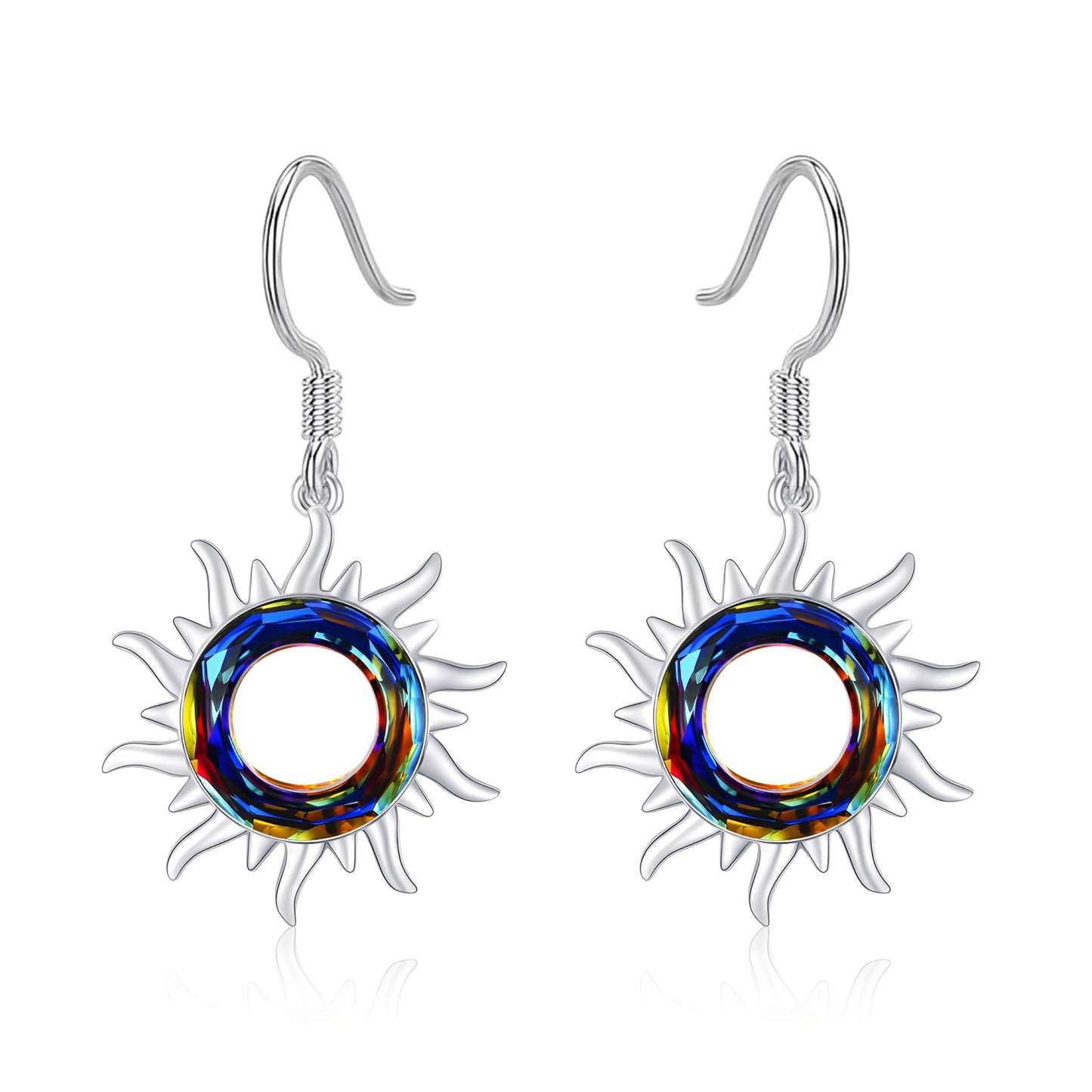 S925 Crystal Sun Earrings