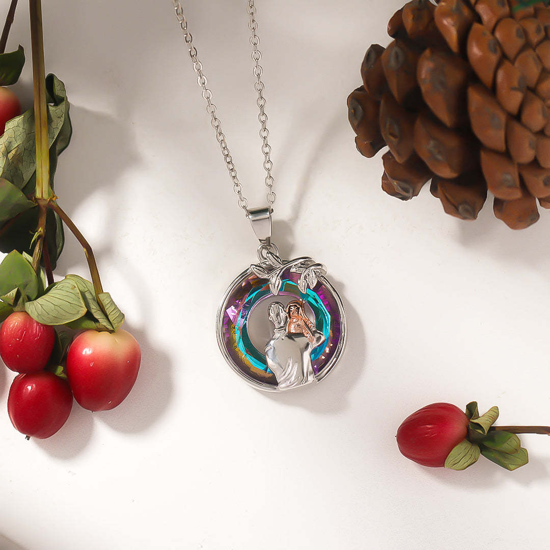 For Daughter - S925 When Life Tries to Knock You Down This Old Lion Will Always Have Your Back Circle Crystal Necklace