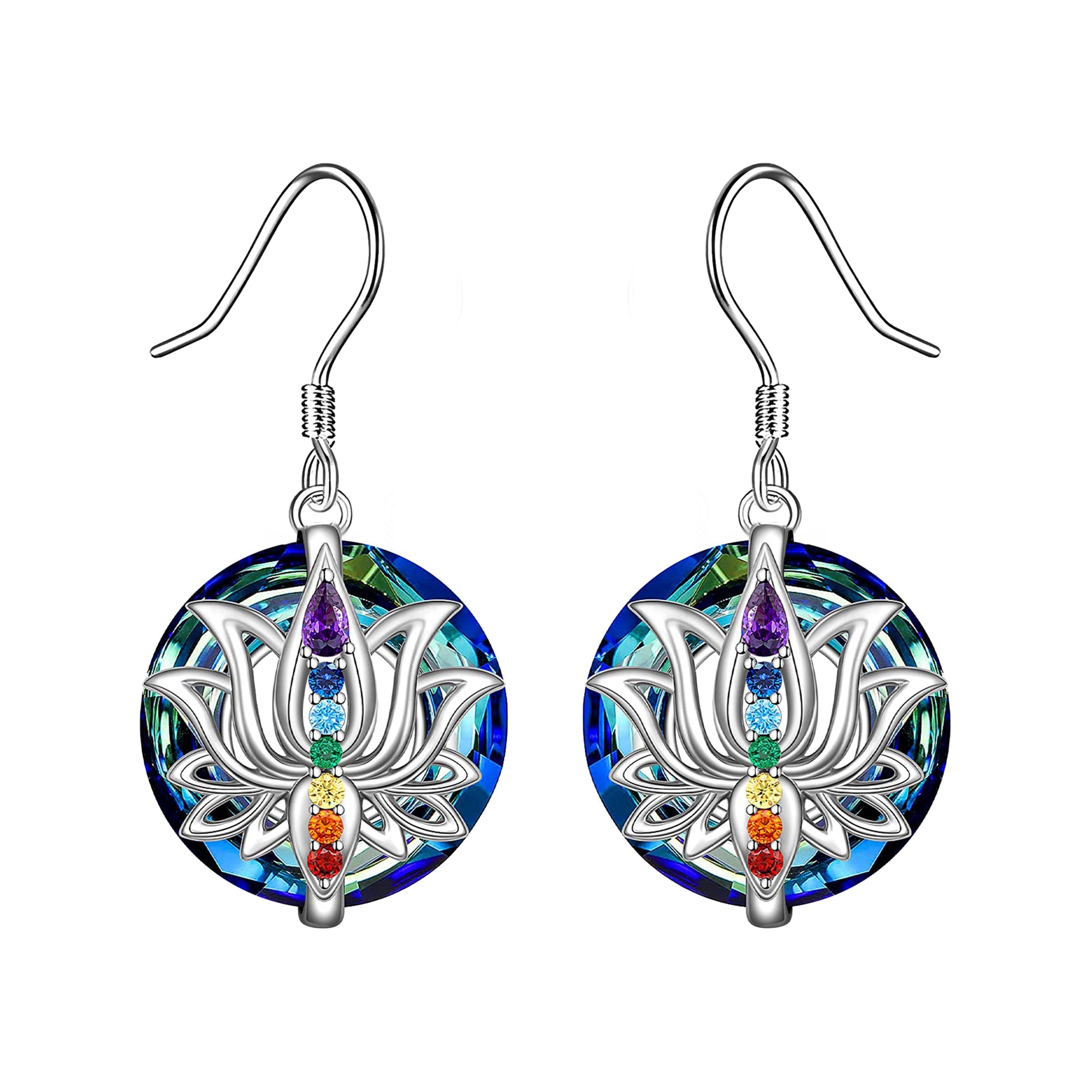 S925 Slow Down and Breathe Colorful Crystal Lotus Necklace