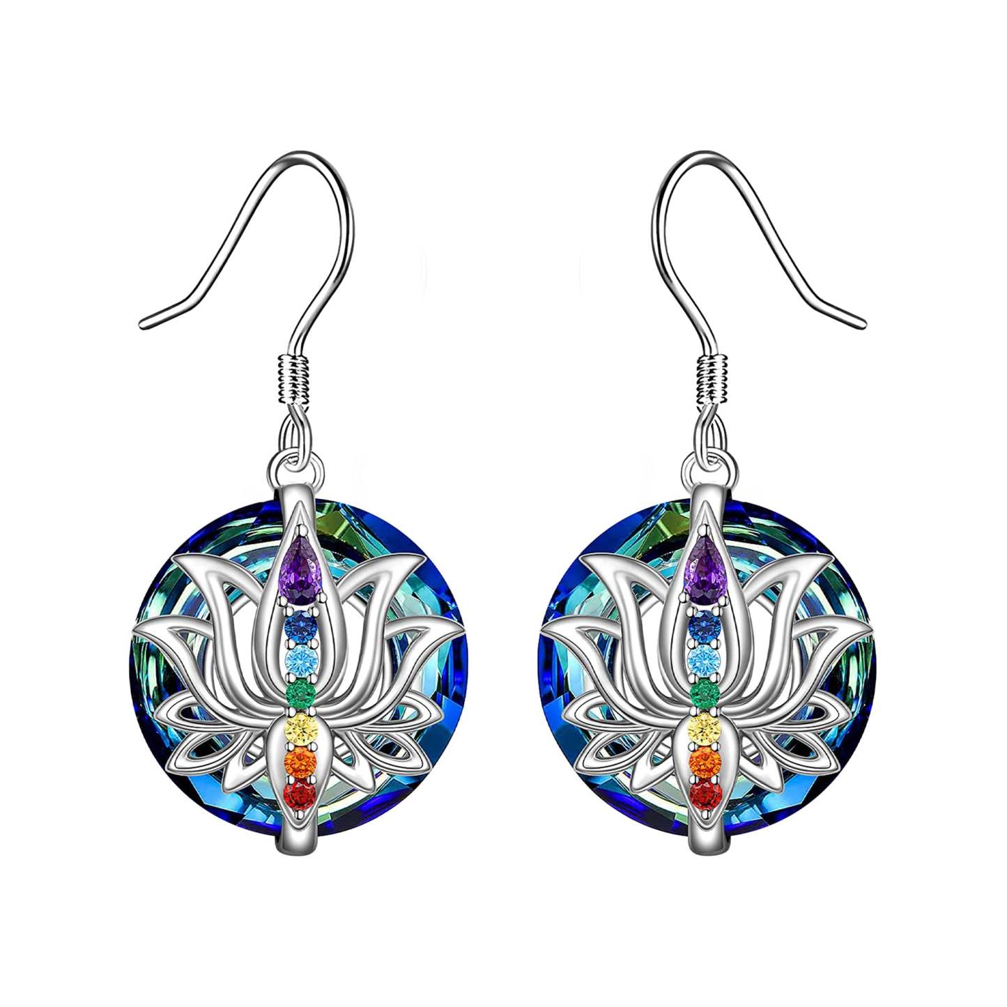 S925 Slow Down and Breathe Colorful Crystal Lotus Necklace