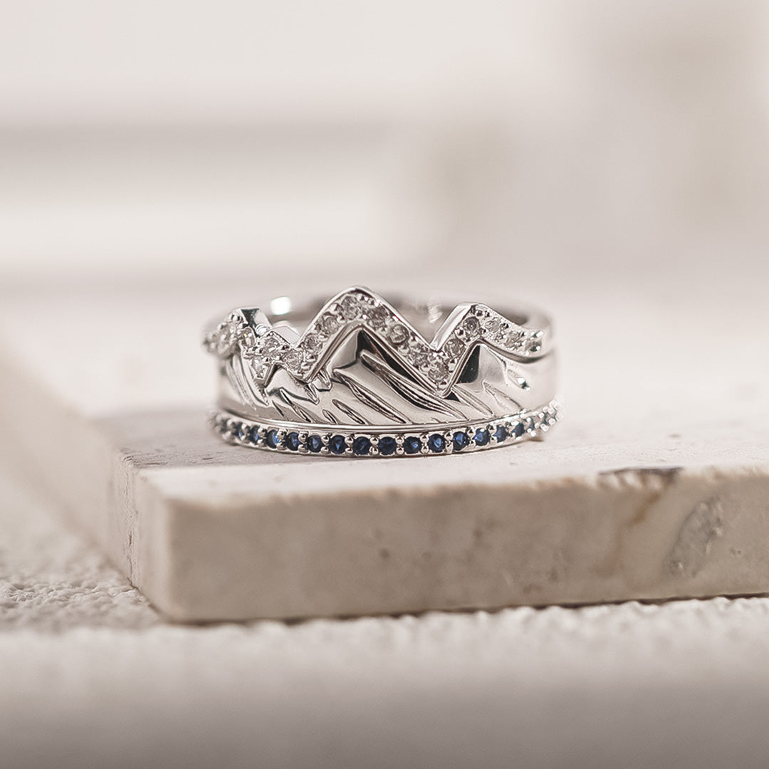 S925 Keep Climbing Mountain Rings