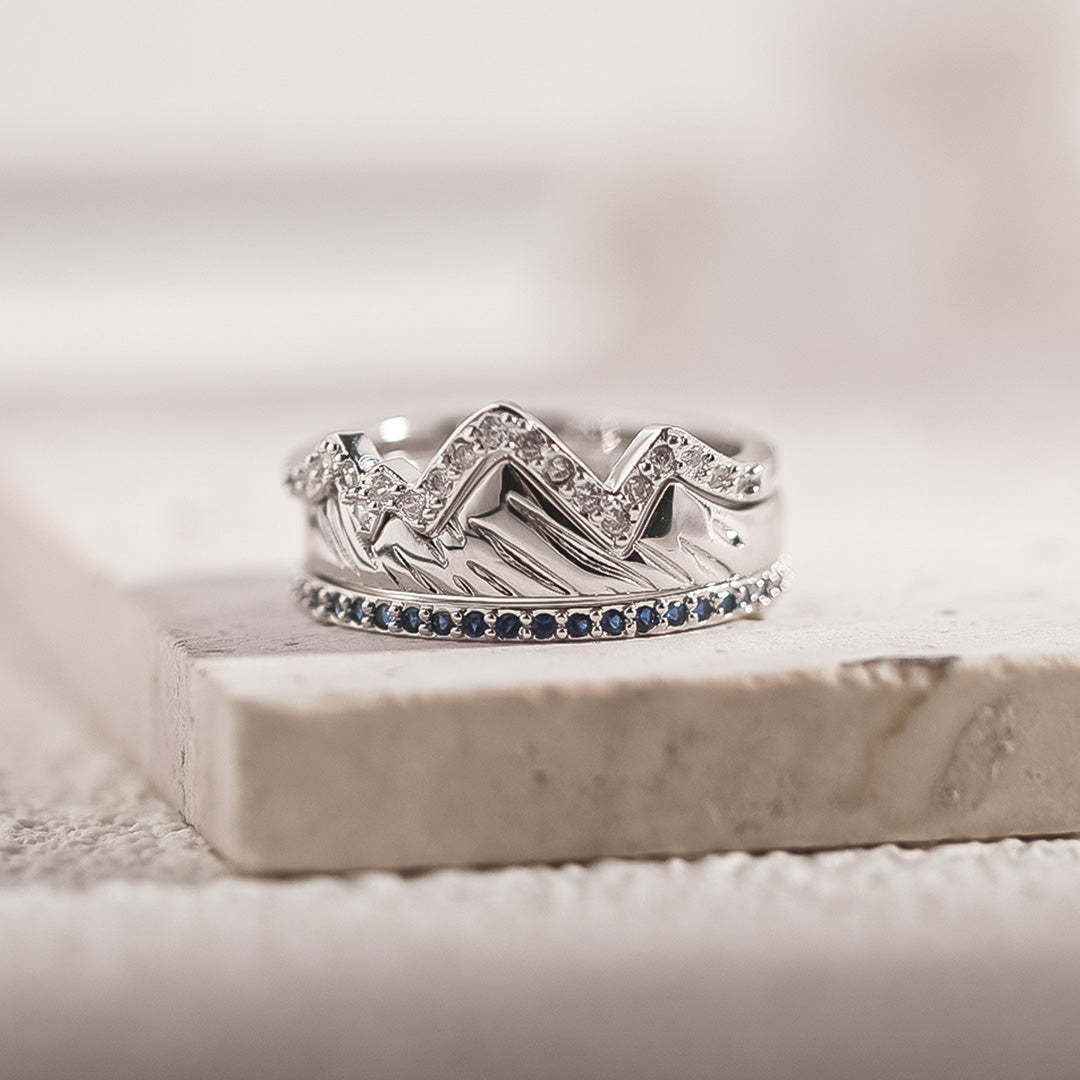 S925 Keep Climbing Mountain Rings