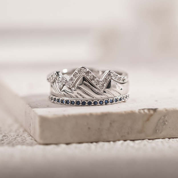 S925 Keep Climbing Mountain Rings
