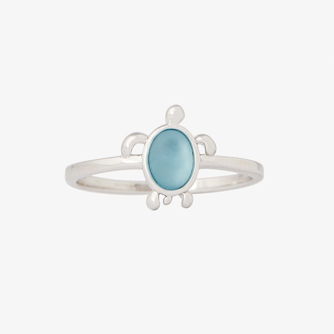 S925 Thalassophile Turtle Sea Glass Ring