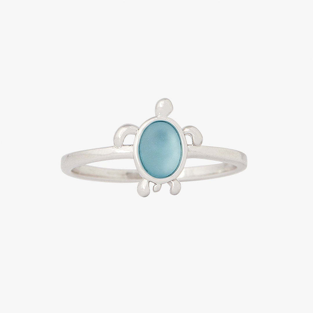 S925 Thalassophile Turtle Sea Glass Ring