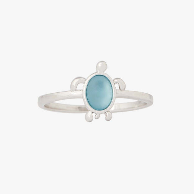 S925 Thalassophile Turtle Sea Glass Ring