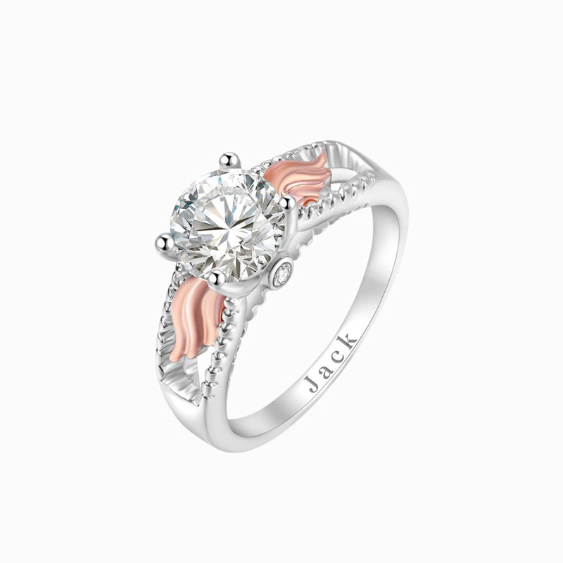 For Memorial - Hug From Heaven Diamond Wings Name Custom Ring