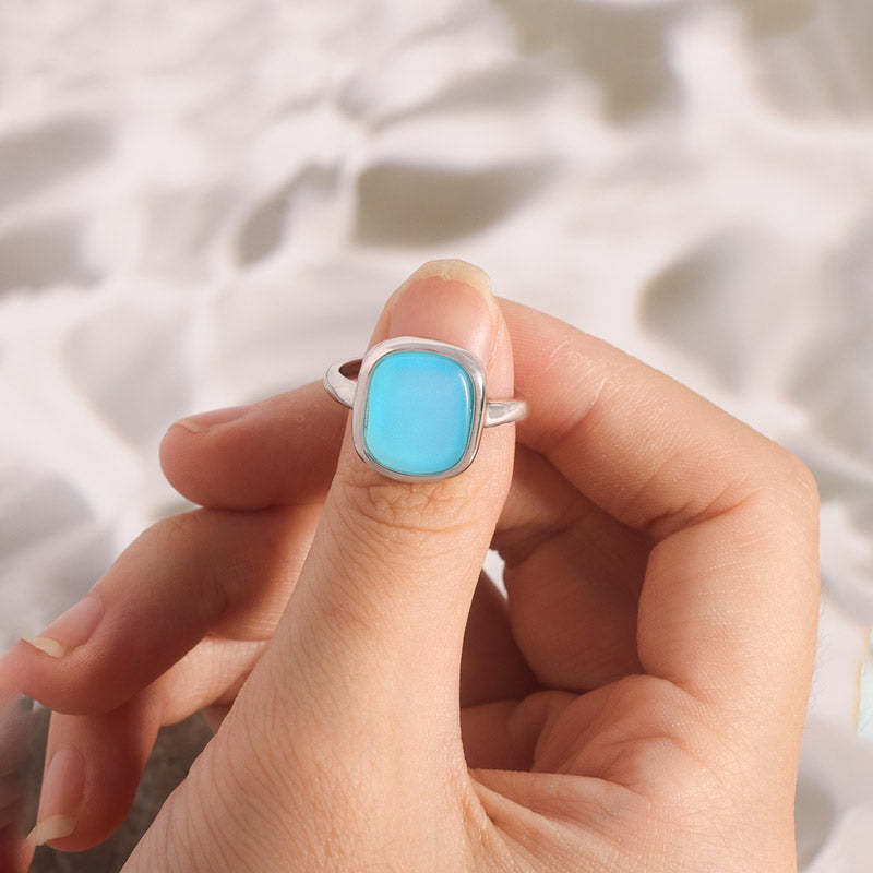 S925 Thalassophile Irregular Sea Glass Ring