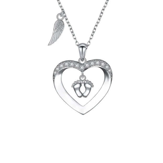 For Memorial- S925 I Will Love You for Every Second of Mine Baby Feet Heart Necklace