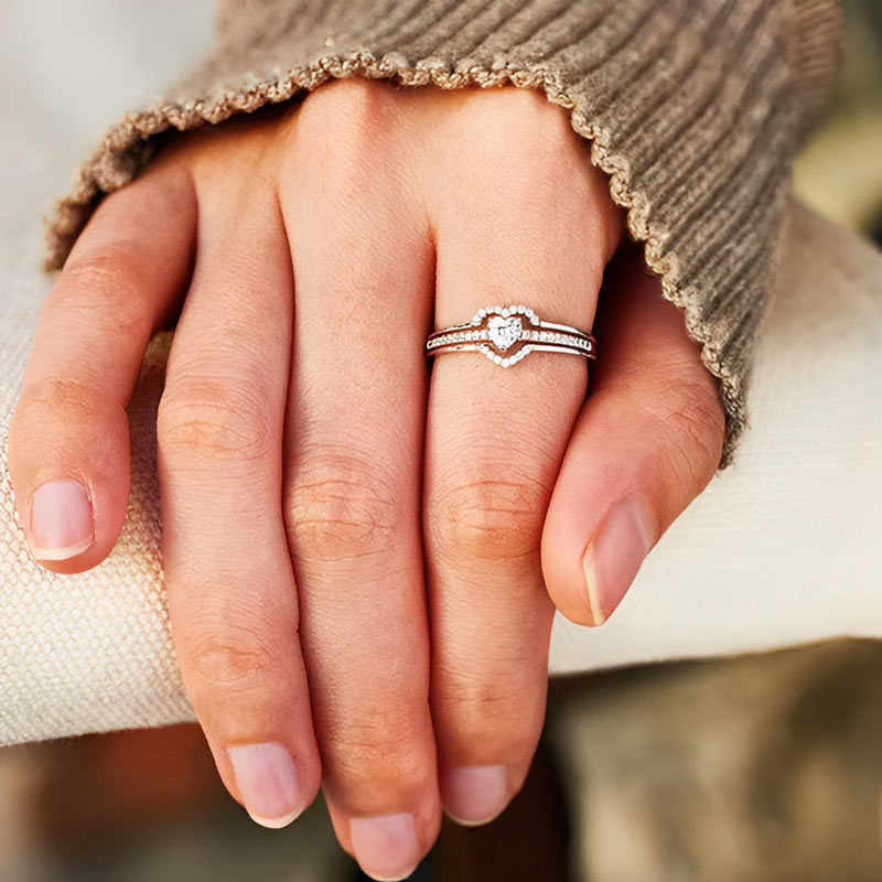 For Granddaughter - S925 I Love You Forever And Always Triple Heart Stacking Ring