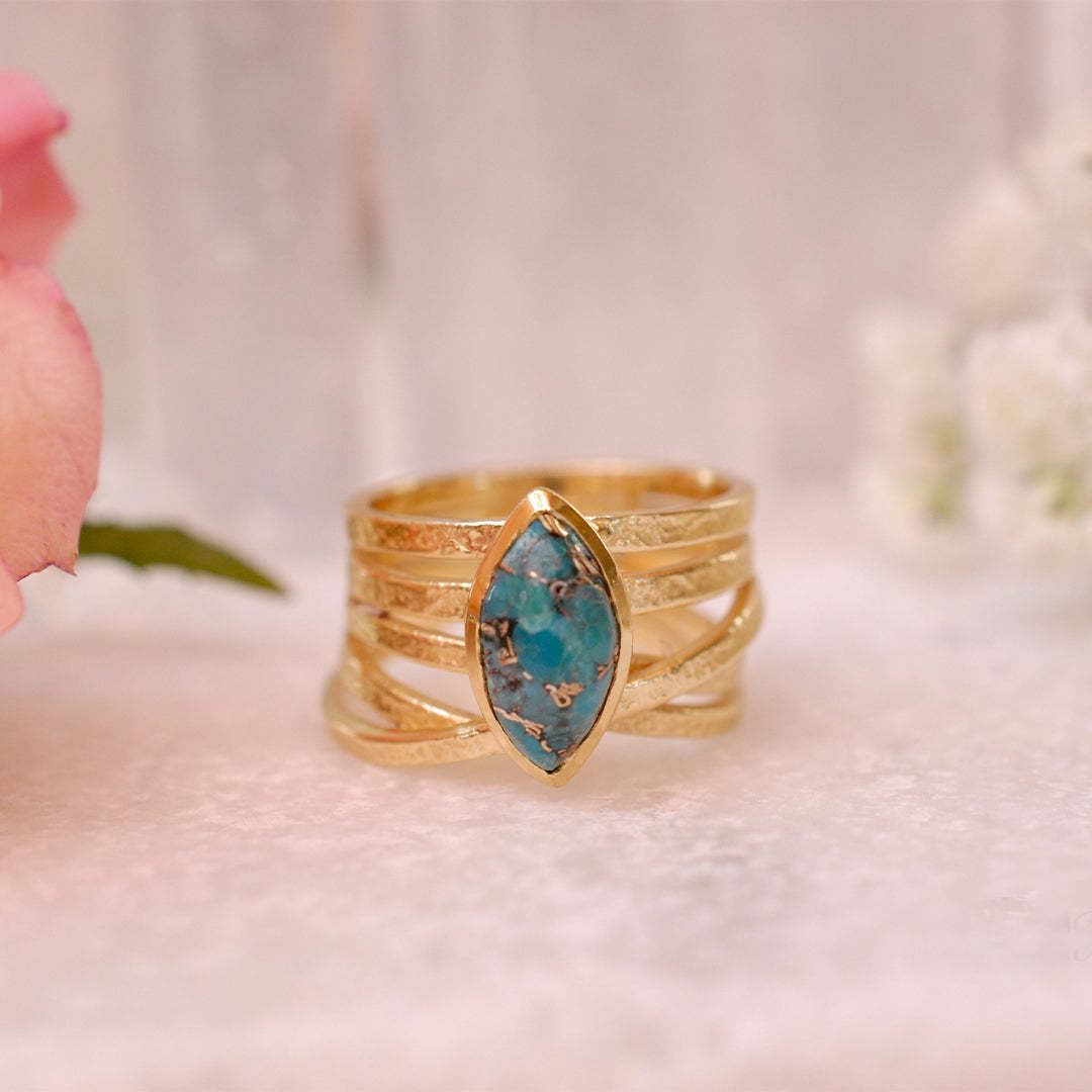 S925 Teardrop Turquoise Ring