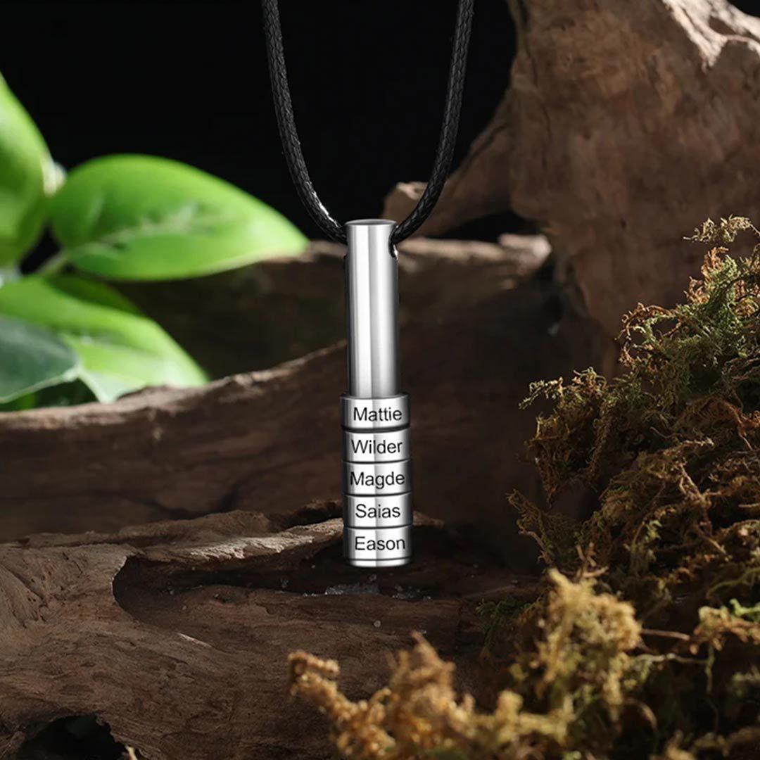 For Father - Cylinder Beads Name Custom Necklace
