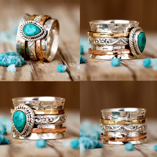 S925 Tranquil Oasis-The Serenity Turquoise Large Circle Ring