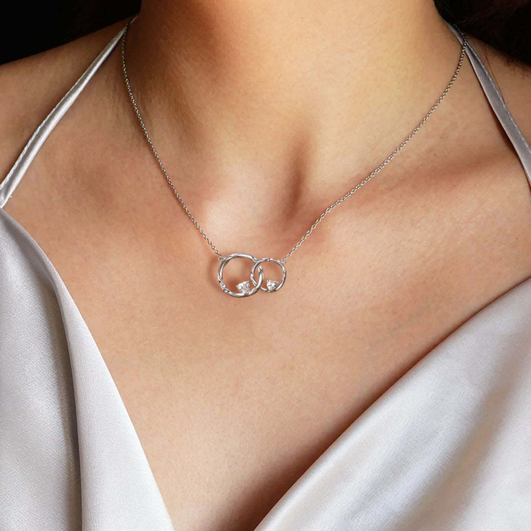 For Granddaughter - S925 The Love Between A Grandmother and Granddaughter is Forever Linked Circle Heart Necklace