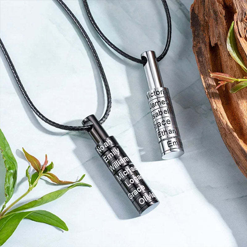 For Father - Cylinder Beads Name Custom Necklace