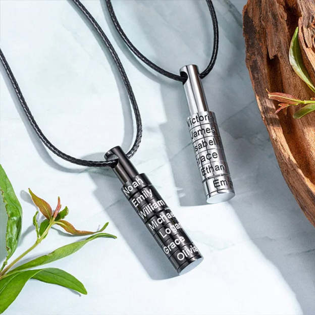 For Father - Cylinder Beads Name Custom Necklace