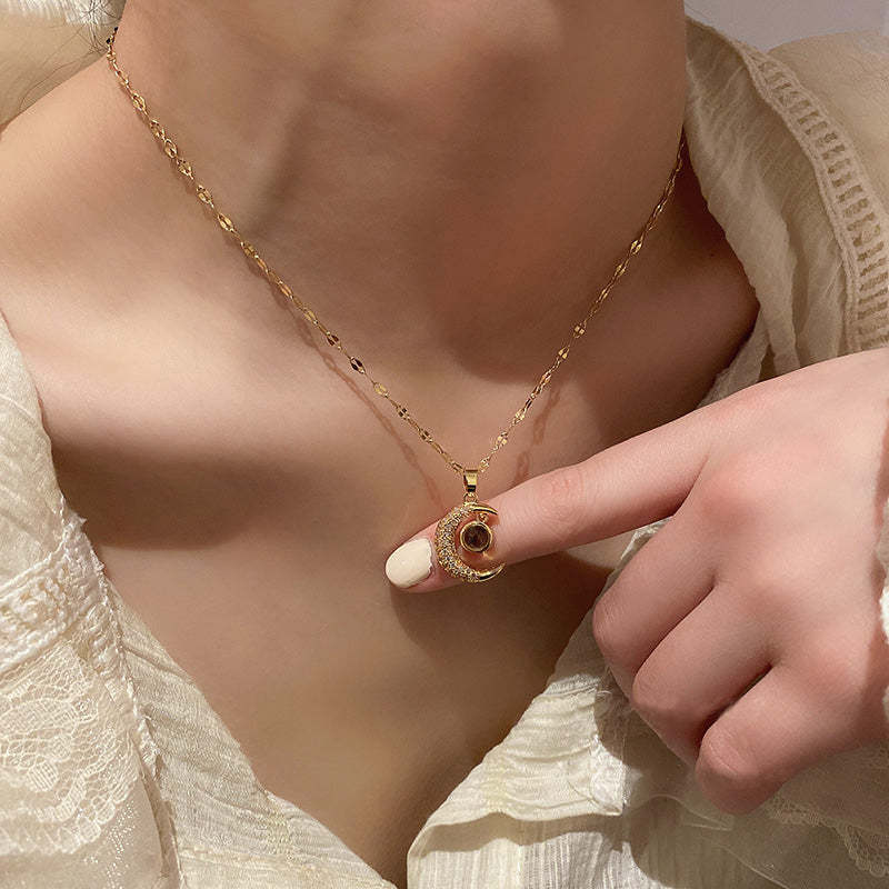 I Love You to the Moon and Back Projective Moon Necklace