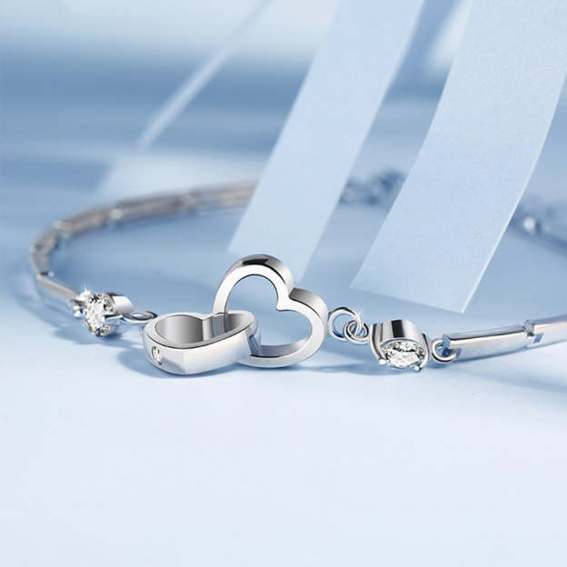 S925 The Love Between Aunt and Niece is Forever Double Heart Bracelet