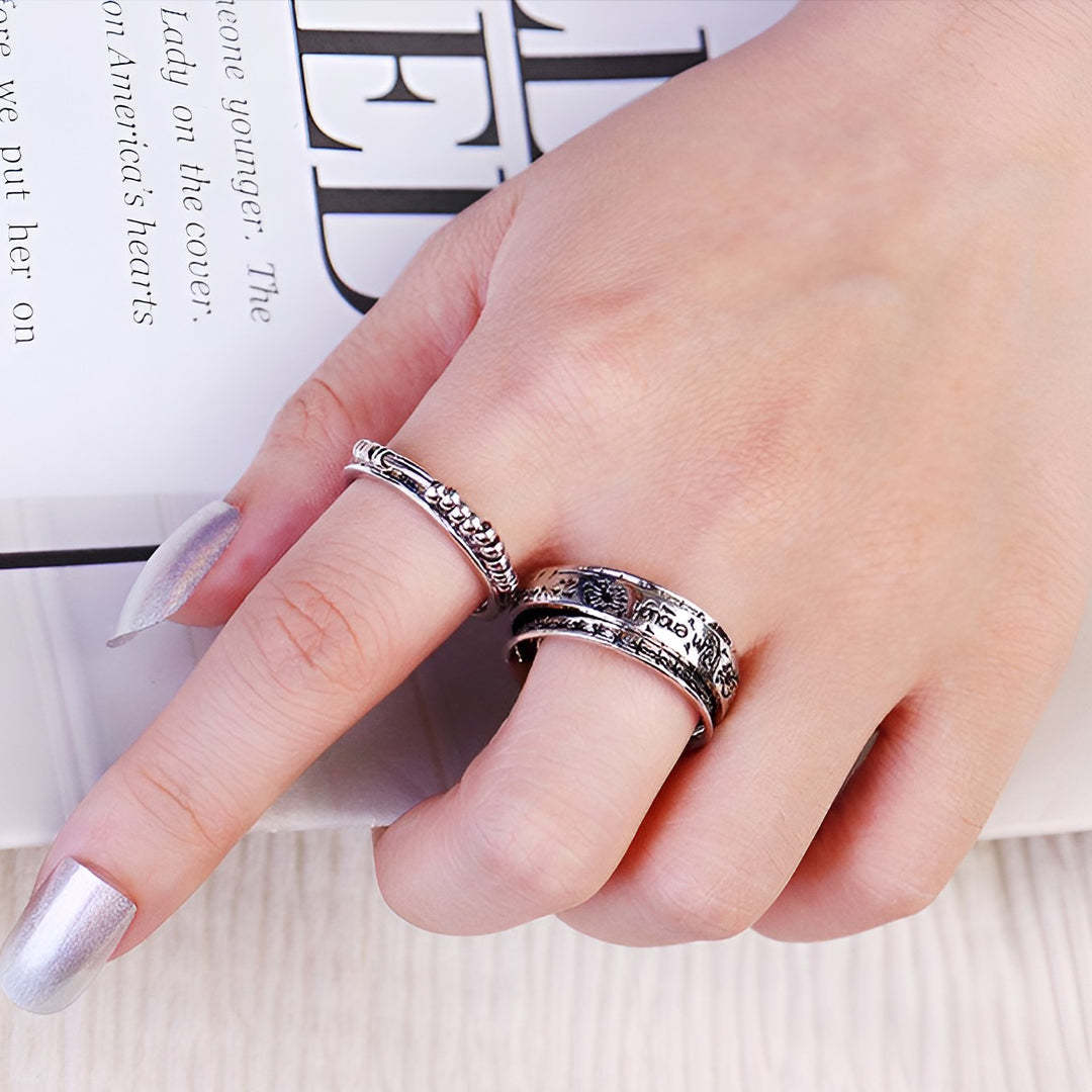 For Daughter - S925 I will Love & Protect You Half Round Bead Fidget Ring