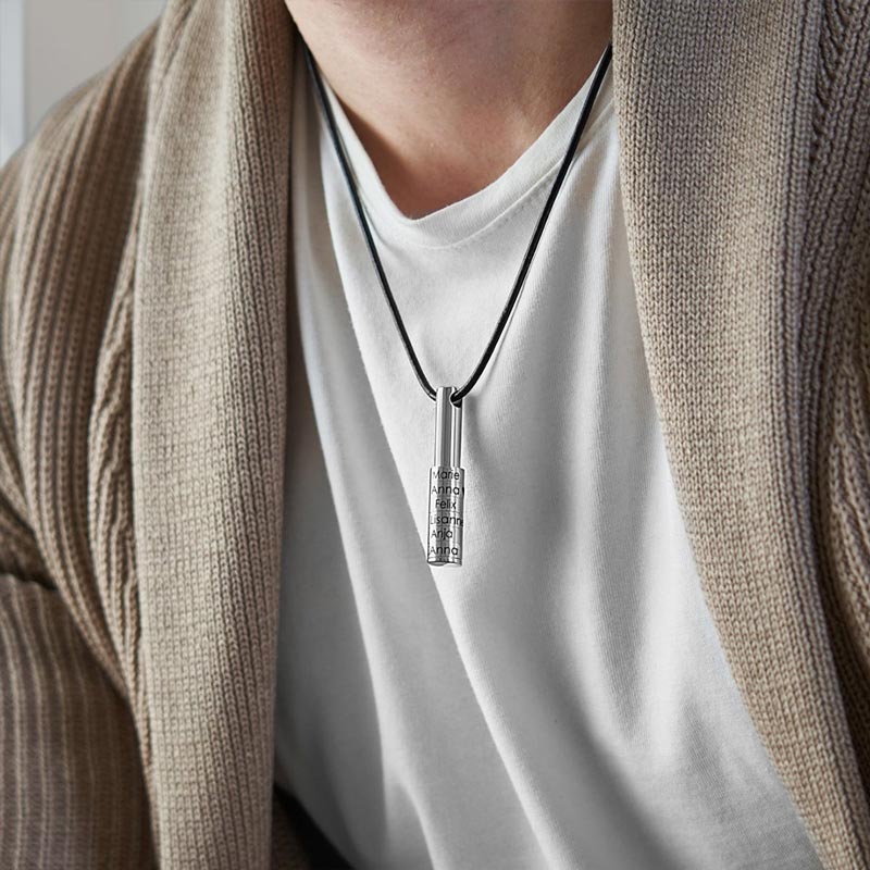 For Father - Cylinder Beads Name Custom Necklace