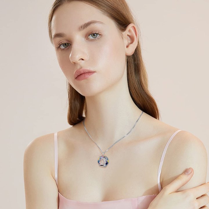 For Sister - S925 A Sister is GOD's Way of Making Sure We Never Walk Alone Crystal Tree of Life Necklace