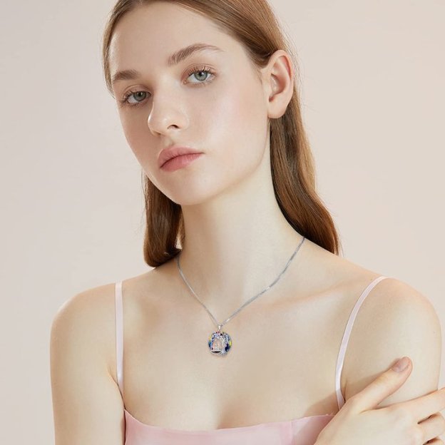 For Sister - S925 A Sister is GOD's Way of Making Sure We Never Walk Alone Crystal Tree of Life Necklace