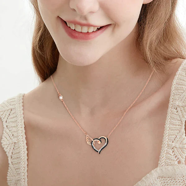 For Memorial - To My Father in Heaven Heart Wings Necklace