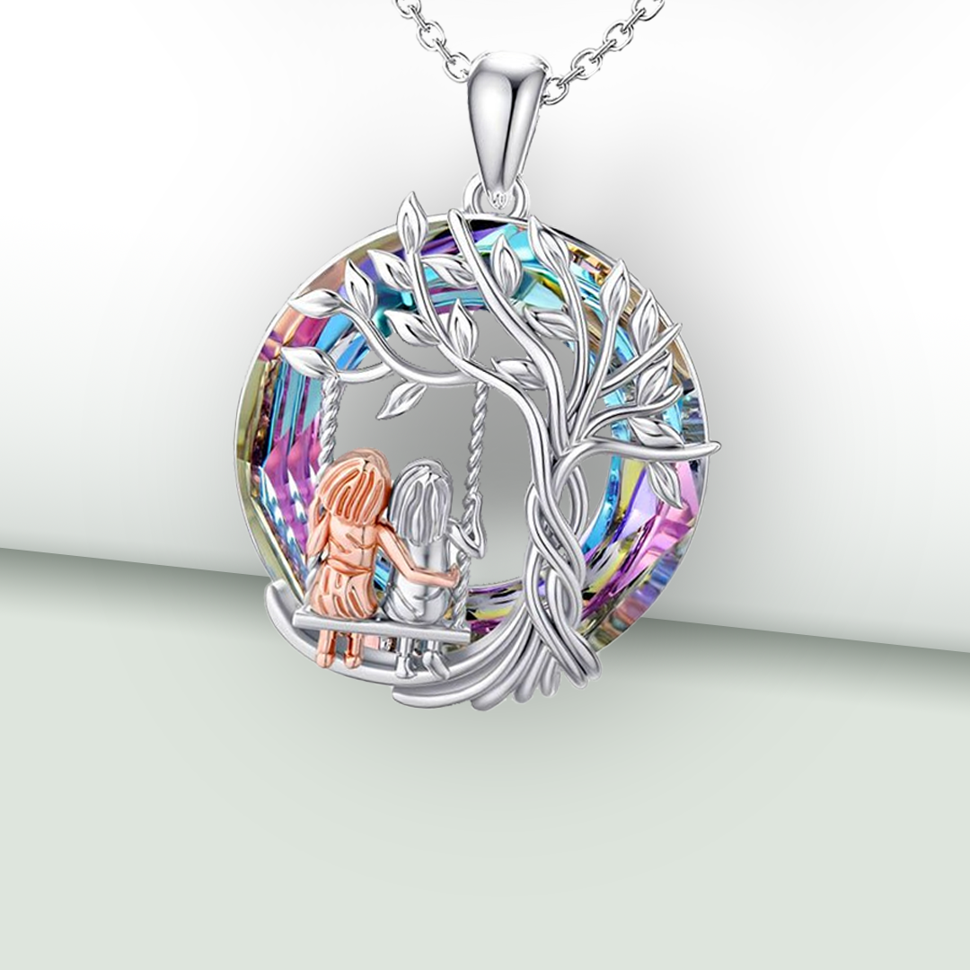 For Friend - S925 When Fate Brought Us Together We Became Sisters at Heart Crystal Life Tree Necklace