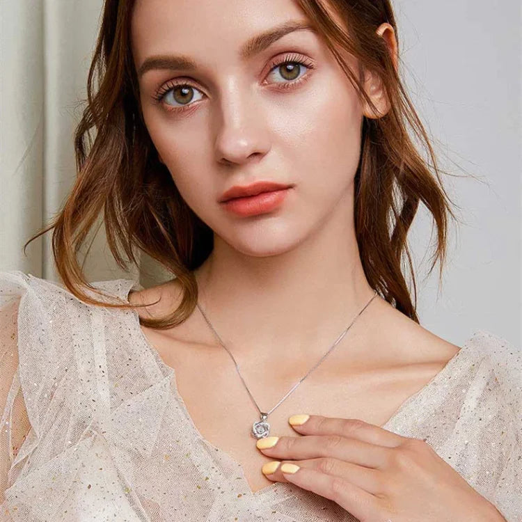For Granddaughter - S925 Side by Side or Miles Apart We're Connected by Heart Love Knot Necklace
